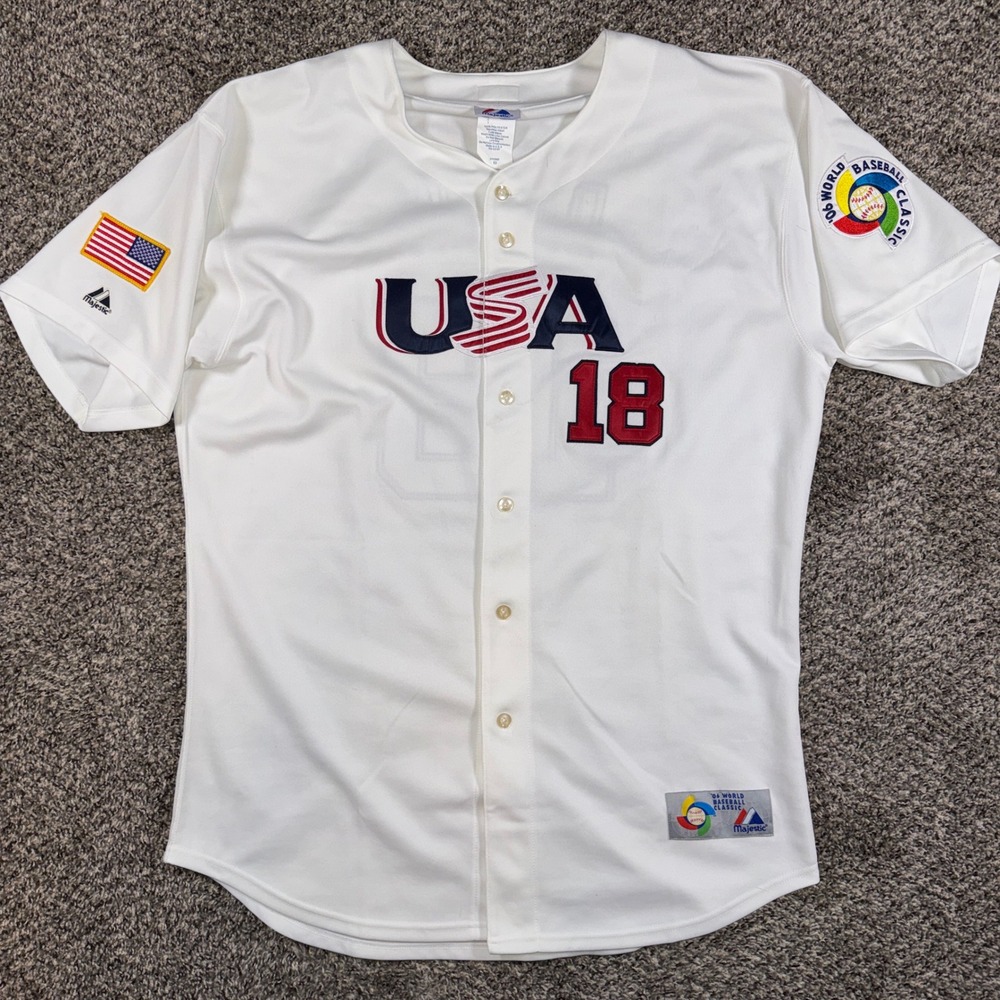 Majestic Size 52 Johnny Damon Team USA 2006 World Baseball Classic Jersey White